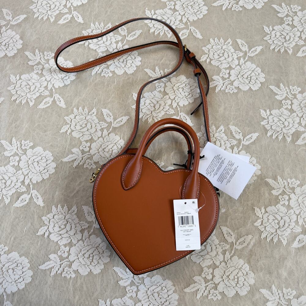 Coach Glovetanned Leather Heart Bag Burnished Amber NWT
